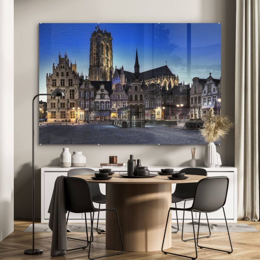 MuchoWow Glasschilderij 180x120 cm Schilderij glas Marktplaats Lamp Mechelen Foto op acrylglas Schilderijen