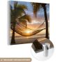MuchoWow Glasschilderij 20x20 cm Schilderij acrylglas Hangmat op het Caribische strand Foto op glas Schilderijen - Thumbnail 1