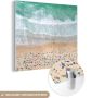 MuchoWow Glasschilderij 60x40 cm Schilderij acrylglas Zee Strand Parasols Water Zomer Foto op glas Schilderijen - Thumbnail 3