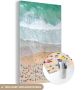 MuchoWow Glasschilderij 60x40 cm Schilderij acrylglas Zee Strand Parasols Water Zomer Foto op glas Schilderijen - Thumbnail 2