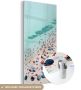MuchoWow Glasschilderij 30x20 cm Schilderij acrylglas Zee Strand Parasols Blauw Zomer Foto op glas Schilderijen - Thumbnail 4