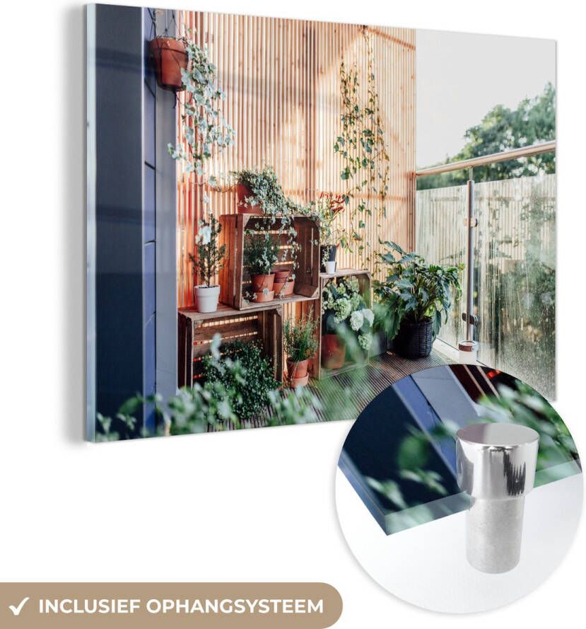 MuchoWow Glasschilderij 30x20 cm Schilderij glas Planten in een kast Foto op acrylglas Schilderijen