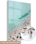MuchoWow Glasschilderij 30x20 cm Schilderij acrylglas Zee Strand Parasols Blauw Zomer Foto op glas Schilderijen - Thumbnail 3