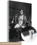 MuchoWow Glasschilderij 30x40 cm Schilderij acrylglas Zwart-wit illustratie van Napoleon Bonaparte op een stoel Foto op glas Schilderijen - Thumbnail 1