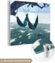 MuchoWow Glasschilderij 50x50 cm Schilderij acrylglas Strand Zand Hangmat Foto op glas Schilderijen - Thumbnail 1