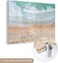 MuchoWow Glasschilderij 60x40 cm Schilderij acrylglas Zee Strand Parasols Water Zomer Foto op glas Schilderijen - Thumbnail 1