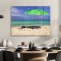 MuchoWow Glasschilderij 80x60 cm Schilderij acrylglas Parasol Strand Zand Foto op glas Schilderijen - Thumbnail 2