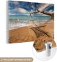 MuchoWow Glasschilderij 90x60 cm Schilderij acrylglas Strand Zee Hangmat Foto op glas Schilderijen - Thumbnail 1
