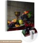 MuchoWow Glasschilderij 90x90 cm Schilderij acrylglas Rustiek Tafel Fruit Stilleven Beker Foto op glas Schilderijen - Thumbnail 1