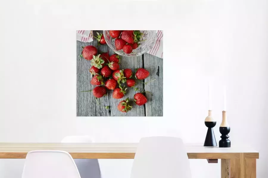 MuchoWow Glasschilderij Aardbei Glas Tafel 50x50 cm Acrylglas Schilderijen Foto op Glas