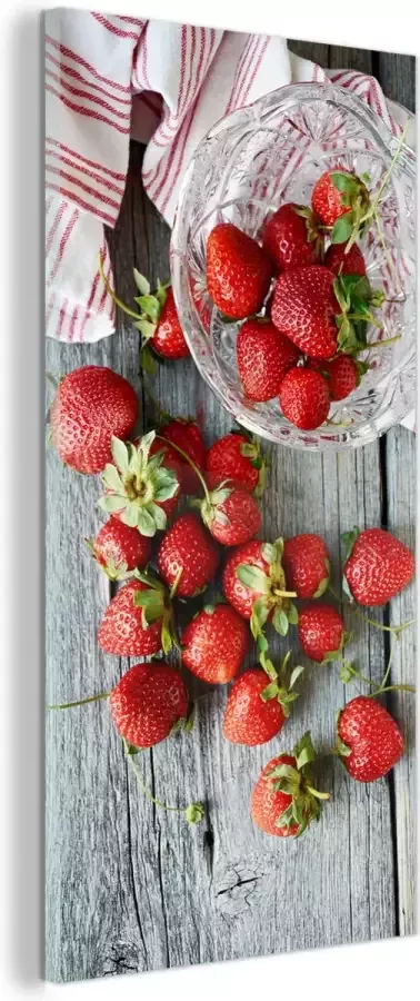 MuchoWow Glasschilderij Aardbei Glas Tafel 60x120 cm Acrylglas Schilderijen Foto op Glas