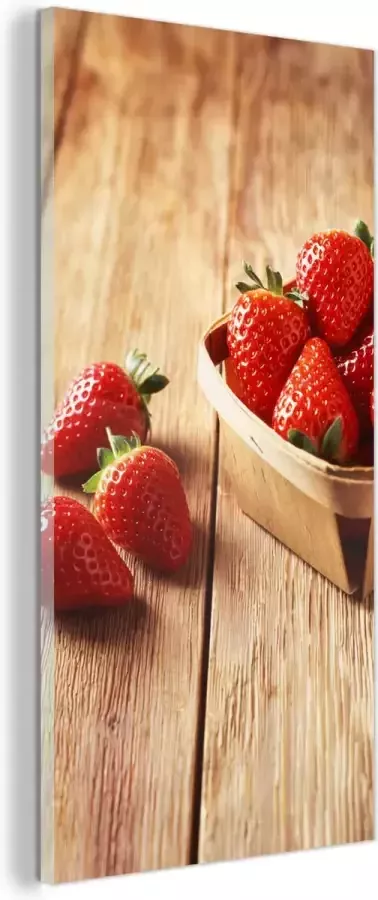 MuchoWow Glasschilderij Aardbei Tafel Fruit 60x120 cm Acrylglas Schilderijen Foto op Glas