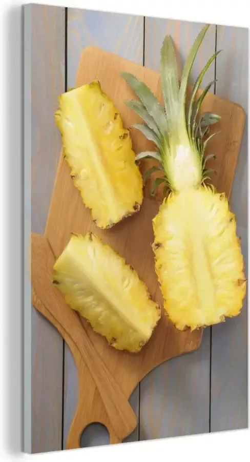 MuchoWow Glasschilderij Ananas Snijplank Tafel 20x30 cm Acrylglas Schilderijen Foto op Glas