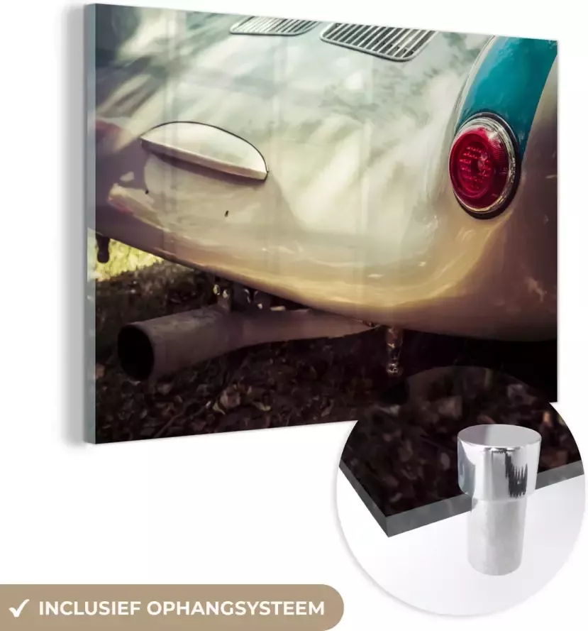 MuchoWow Glasschilderij Auto Porsche Lamp 30x20 cm Acrylglas Schilderijen Foto op Glas