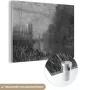 MuchoWow Glasschilderij 120x90 cm Schilderij acrylglas Bank of the Seine in Autumn schilderij van Claude Monet in zwart wit. Foto op glas Schilderijen - Thumbnail 2