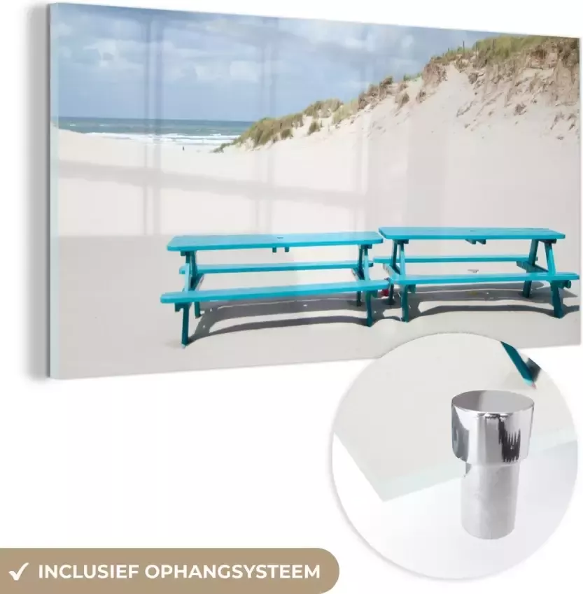 MuchoWow Glasschilderij Blauwe bank op het eiland Terschelling 120x60 cm Acrylglas Schilderijen Foto op Glas