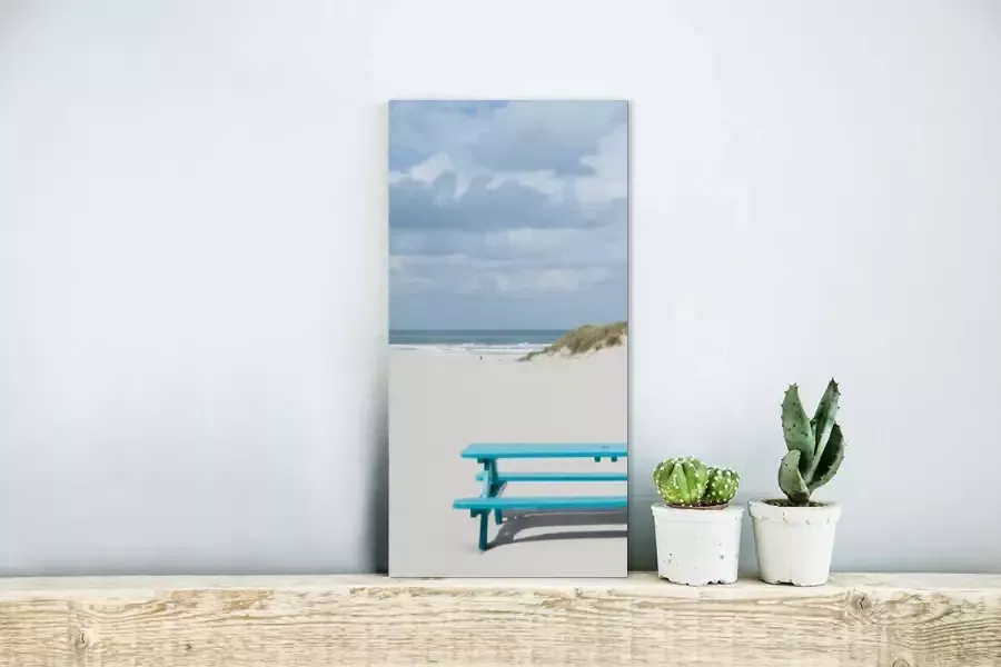 MuchoWow Glasschilderij Blauwe bank op het eiland Terschelling 20x40 cm Acrylglas Schilderijen Foto op Glas