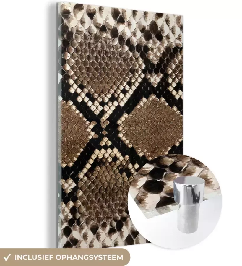MuchoWow Glasschilderij 100x150 cm Schilderij glas Dierenhuid Slang Print Foto op acrylglas Schilderijen