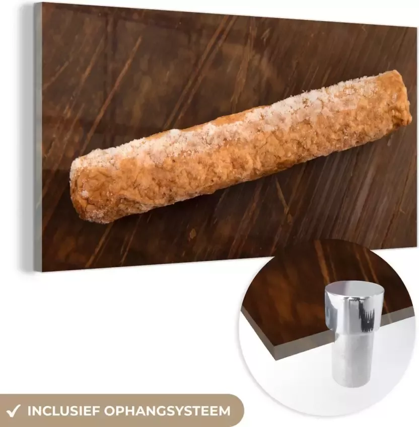 MuchoWow Glasschilderij 120x60 cm Schilderij glas Een bevroren frikandel op een houten tafel Foto op acrylglas Schilderijen - Foto 2