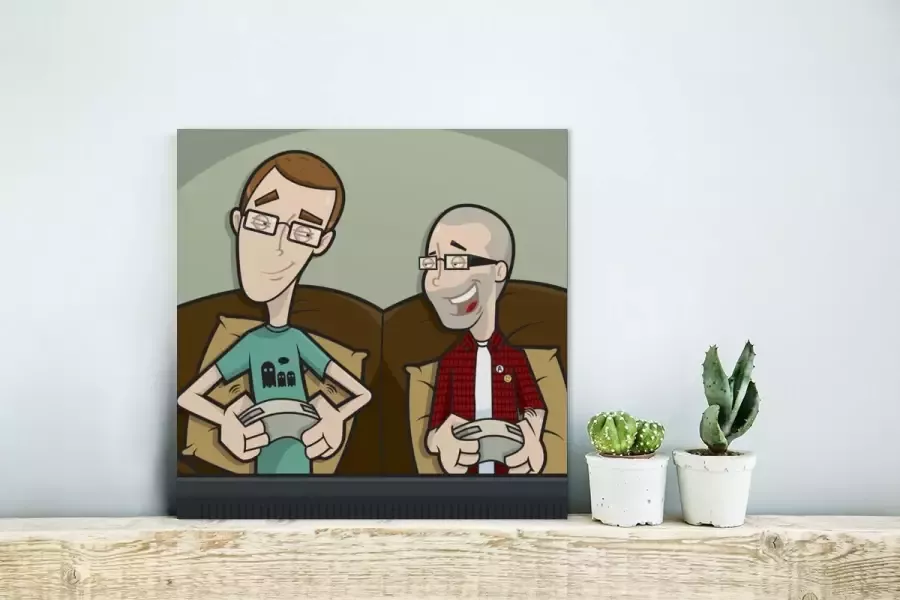 MuchoWow Glasschilderij Gamen Mannen Bank 20x20 cm Acrylglas Schilderijen Foto op Glas