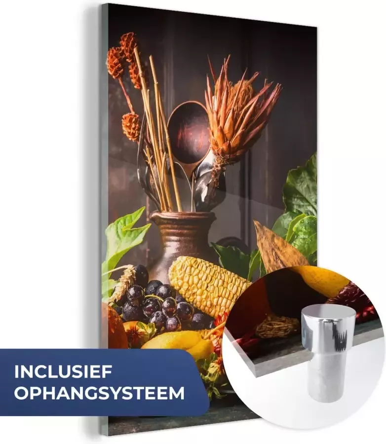 MuchoWow Glasschilderij 120x180 cm Schilderij glas Groente Fruit Rustiek Tafel Foto op acrylglas Schilderijen - Foto 2