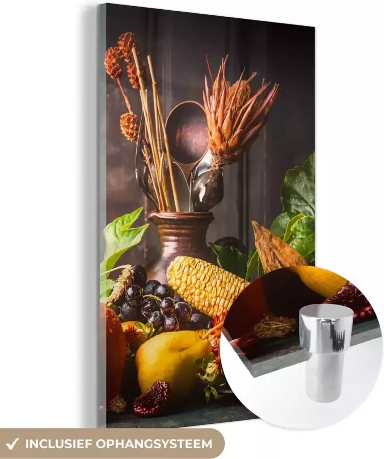 MuchoWow Glasschilderij 20x30 cm Schilderij acrylglas Groente Fruit Rustiek Tafel Foto op glas Schilderijen - Foto 2