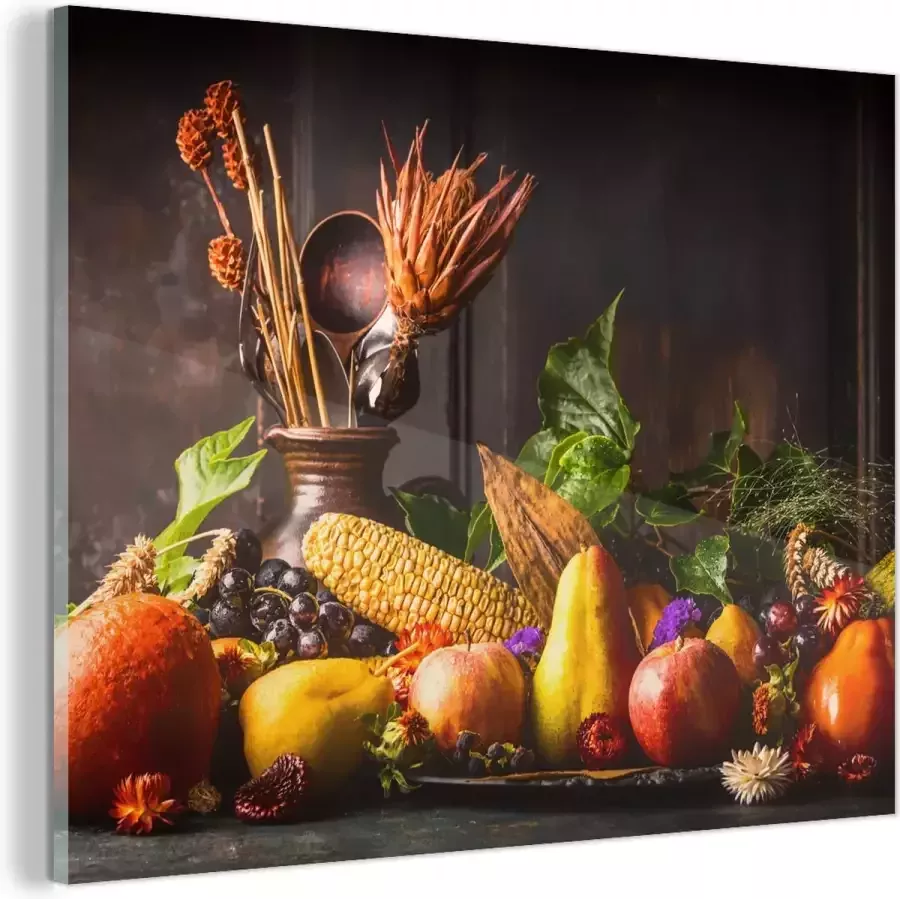 MuchoWow Glasschilderij 40x30 cm Schilderij acrylglas Groente Fruit Rustiek Tafel Foto op glas Schilderijen - Foto 2