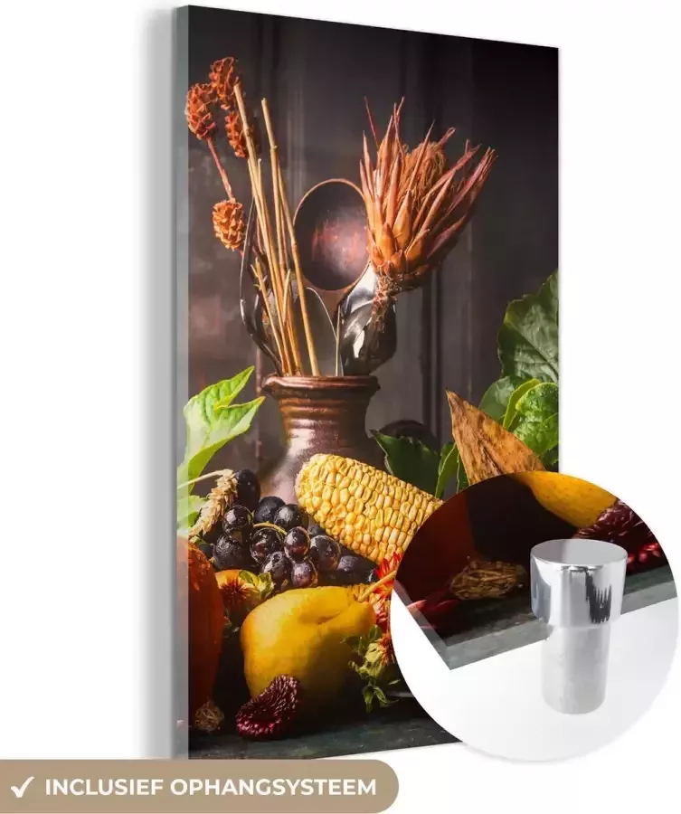 MuchoWow Glasschilderij 40x60 cm Schilderij acrylglas Groente Fruit Rustiek Tafel Foto op glas Schilderijen - Foto 2