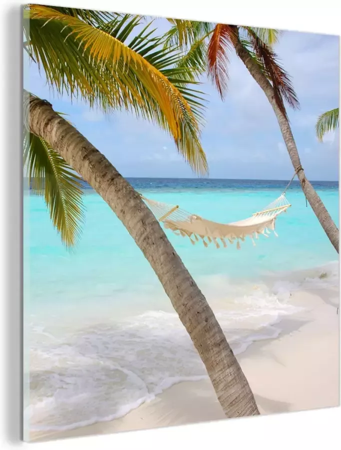 MuchoWow Glasschilderij 20x20 cm Schilderij acrylglas Hangmat Zee Strand Foto op glas Schilderijen - Foto 3