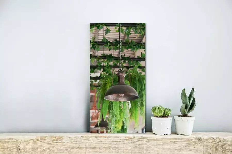 MuchoWow Glasschilderij Lampen en planten 20x40 cm Acrylglas Schilderijen Foto op Glas