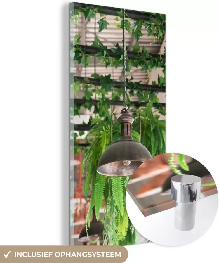 MuchoWow Glasschilderij 20x40 cm Schilderij acrylglas Lampen en planten Foto op glas Schilderijen - Foto 2