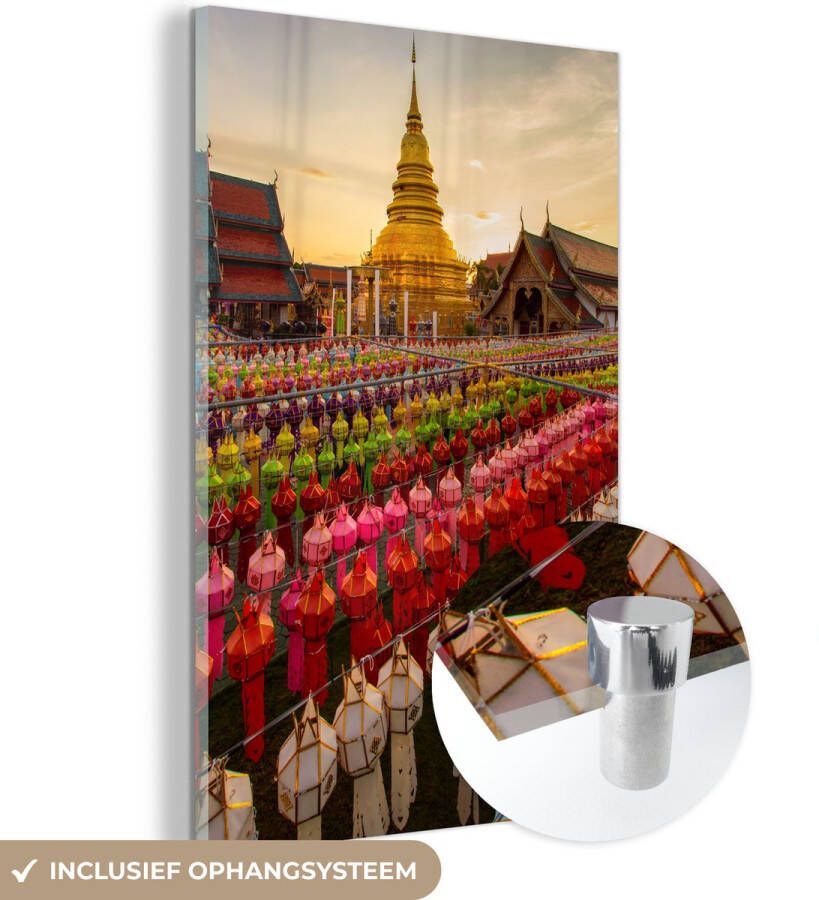 MuchoWow Glasschilderij 20x30 cm Schilderij glas Lampen festival Foto op acrylglas Schilderijen