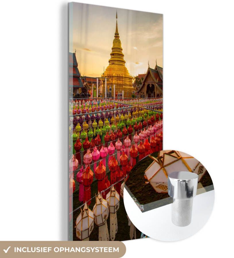 MuchoWow Glasschilderij 20x40 cm Schilderij acrylglas Lampen festival Foto op glas Schilderijen