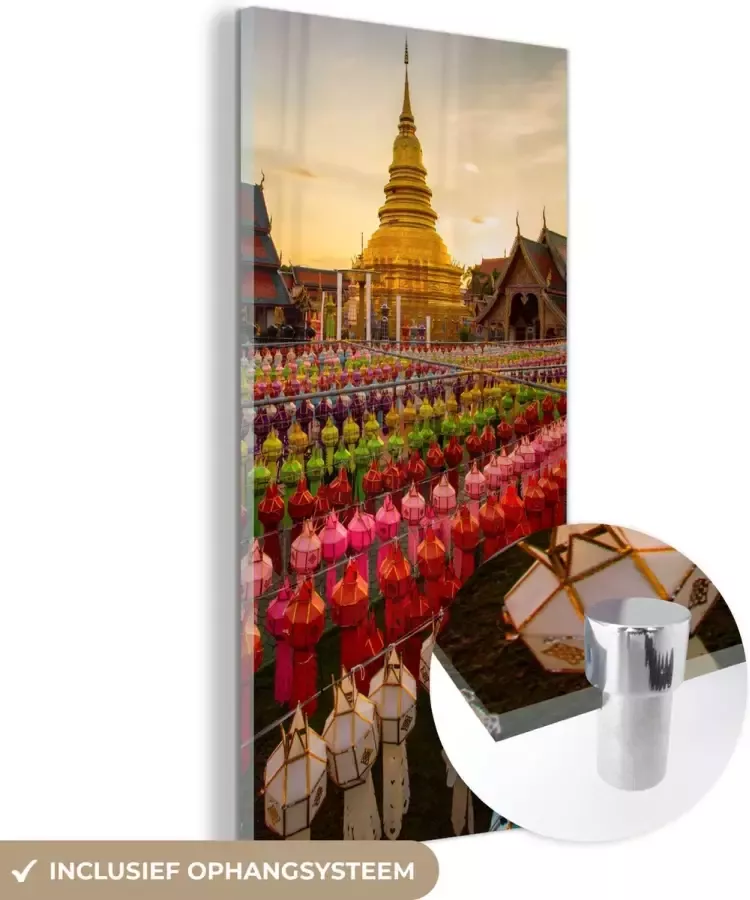 MuchoWow Glasschilderij 80x160 cm Schilderij acrylglas Lampen festival Foto op glas Schilderijen - Foto 2