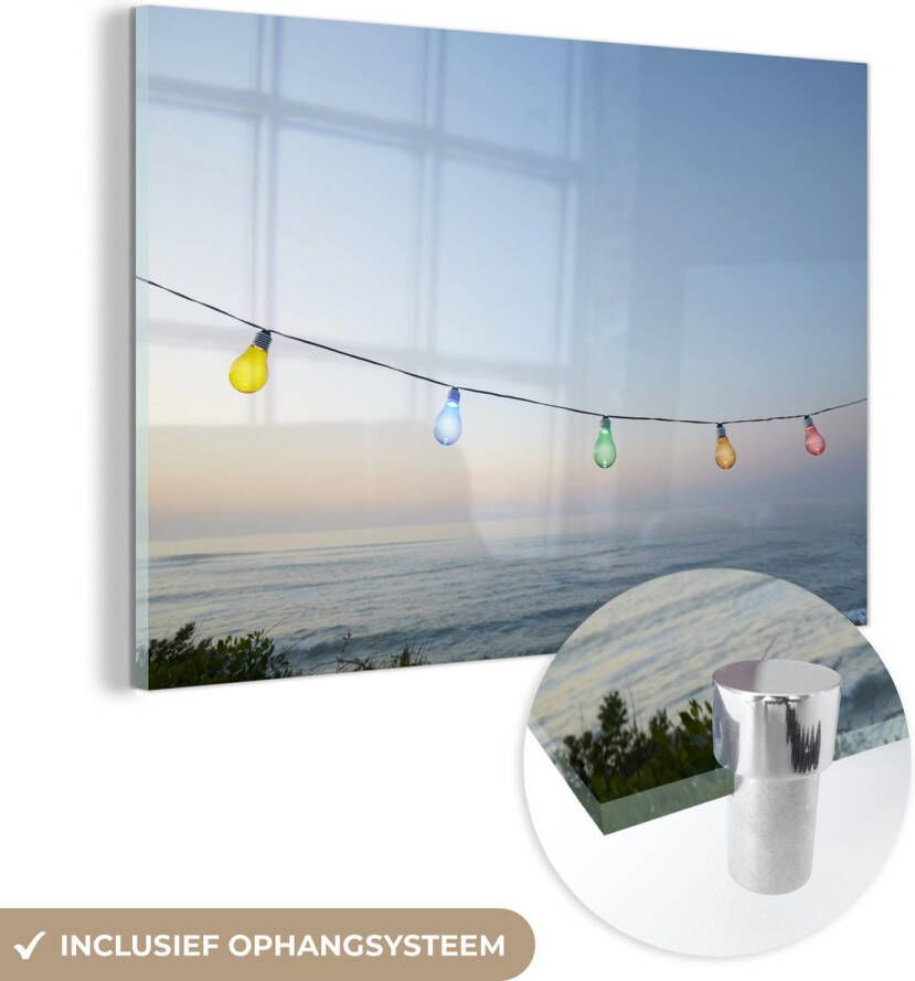MuchoWow Glasschilderij 150x100 cm Schilderij acrylglas Lampen Water Lucht Foto op glas Schilderijen