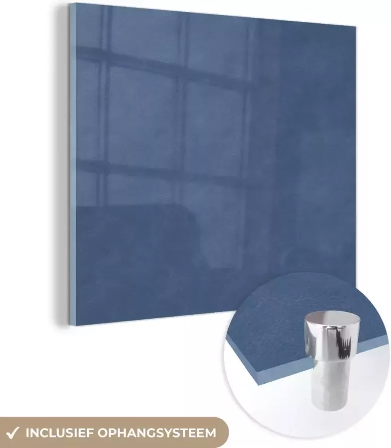 MuchoWow Glasschilderij 50x50 cm Schilderij glas Leer Blauw Dierenhuid Foto op acrylglas Schilderijen - Foto 2