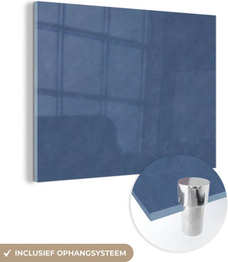 MuchoWow Glasschilderij 80x60 cm Schilderij acrylglas Leer Blauw Dierenhuid Foto op glas Schilderijen - Foto 2