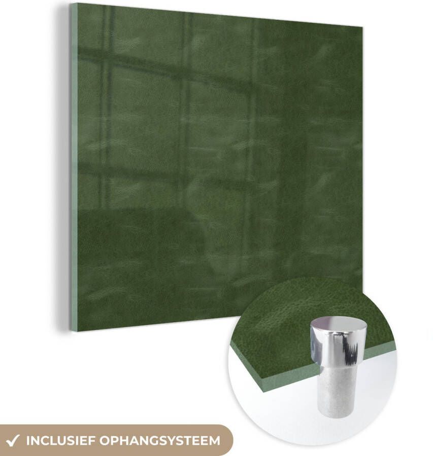 MuchoWow Glasschilderij 20x20 cm Schilderij acrylglas Leer Groen Dierenhuid Foto op glas Schilderijen