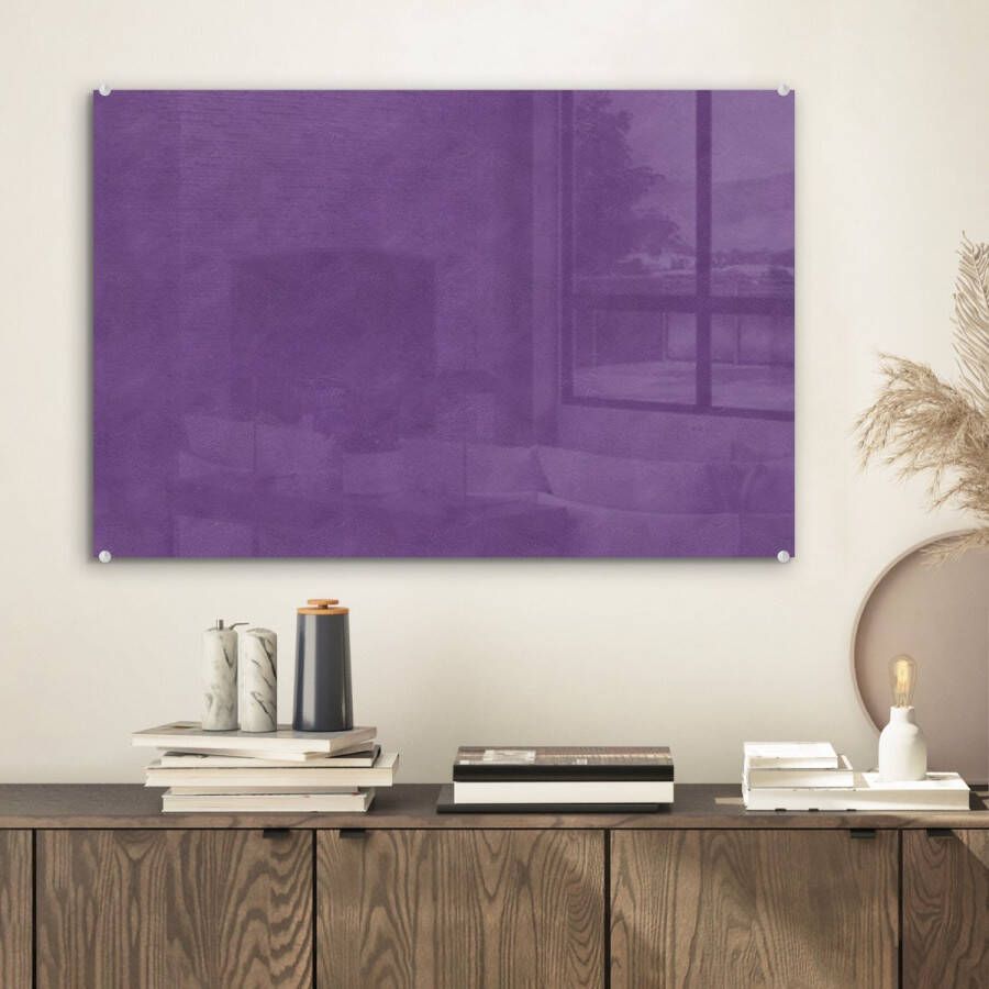 MuchoWow Glasschilderij 60x40 cm Schilderij acrylglas Leer Paars Dierenhuid Foto op glas Schilderijen