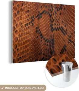 MuchoWow Glasschilderij Leer Structuur Dierenhuid 120x90 cm Acrylglas Schilderijen Foto op Glas