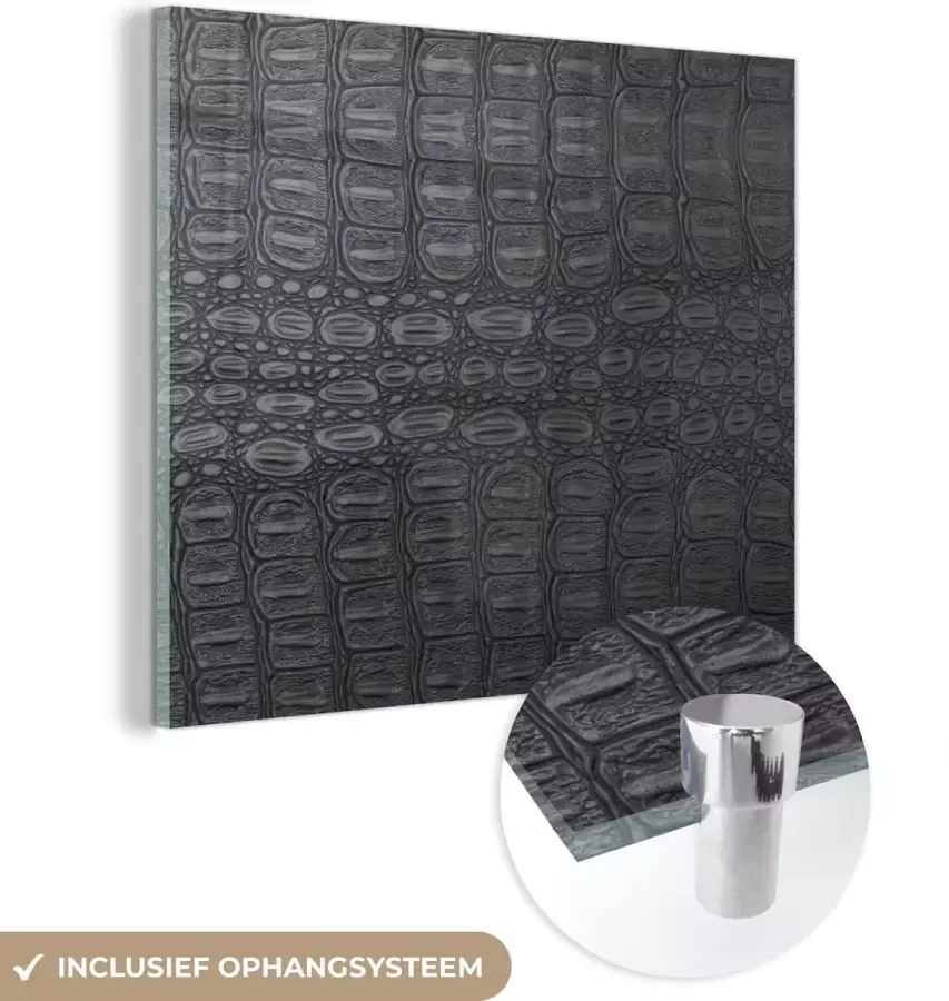 MuchoWow Glasschilderij 50x50 cm Schilderij glas Leer Structuur Dierenhuid Foto op acrylglas Schilderijen - Foto 3