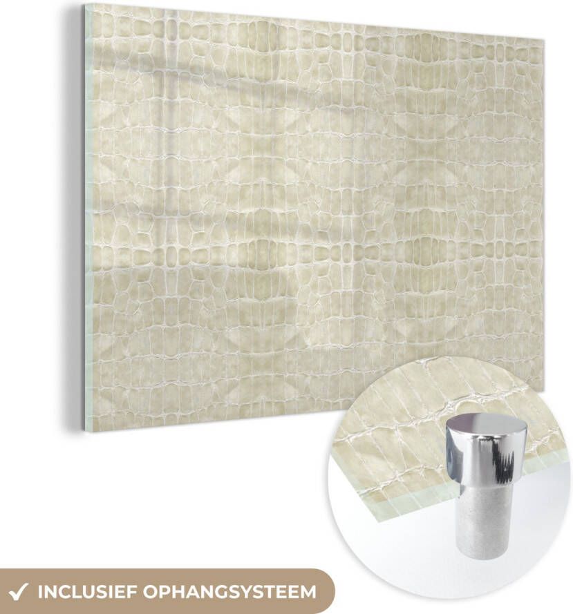 MuchoWow Glasschilderij 60x40 cm Schilderij acrylglas Leer Structuur Dierenhuid Foto op glas Schilderijen - Foto 2