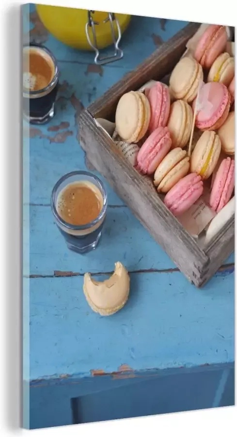 MuchoWow Glasschilderij 40x60 cm Schilderij glas Macarons in doos op tafel Foto op acrylglas Schilderijen - Foto 2