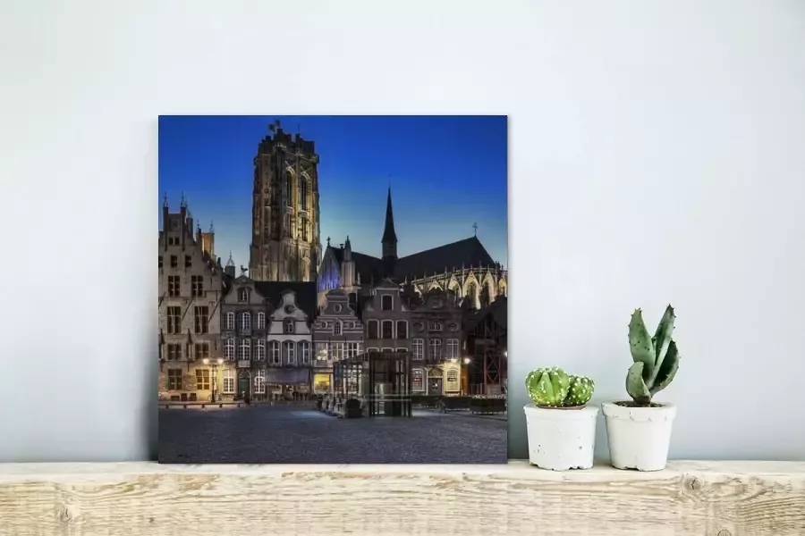 MuchoWow Glasschilderij Marktplaats Lamp Mechelen 20x20 cm Acrylglas Schilderijen Foto op Glas