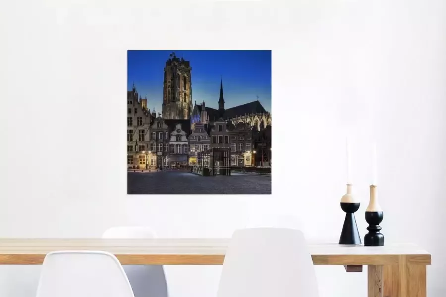 MuchoWow Glasschilderij Marktplaats Lamp Mechelen 50x50 cm Acrylglas Schilderijen Foto op Glas