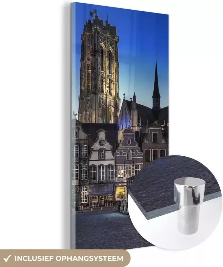 MuchoWow Glasschilderij 60x120 cm Schilderij acrylglas Marktplaats Lamp Mechelen Foto op glas Schilderijen - Foto 2