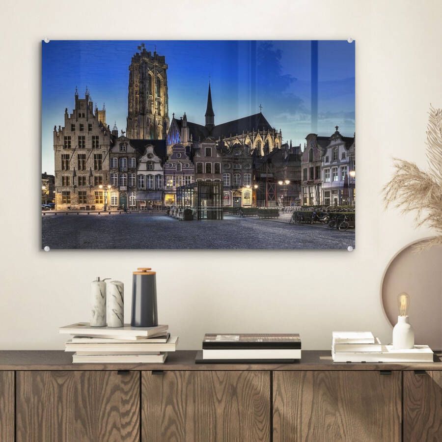 MuchoWow Glasschilderij 60x40 cm Schilderij acrylglas Marktplaats Lamp Mechelen Foto op glas Schilderijen