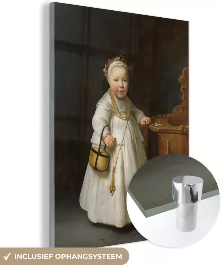 MuchoWow Glasschilderij 30x40 cm Schilderij acrylglas Meisje bij een kinderstoel Schilderij van Govert Flinck Foto op glas Schilderijen