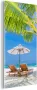 MuchoWow Glasschilderij 20x40 cm Schilderij acrylglas Palmboom Strandstoel Parasol Foto op glas Schilderijen - Thumbnail 2