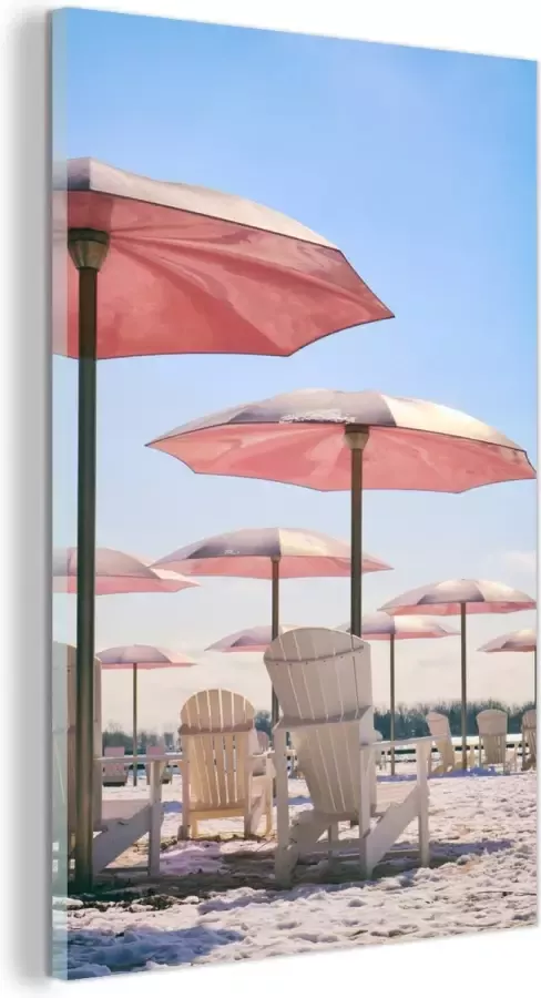 MuchoWow Glasschilderij Parasol Roze Zomer 120x180 cm Acrylglas Schilderijen Foto op Glas